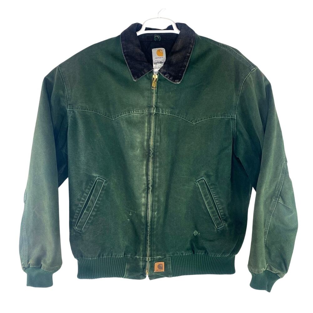 Vtg Y2K Carhartt Men 2XL J14 SPC Santa Fe Spruce Green Quilted Lined Jacket Coat